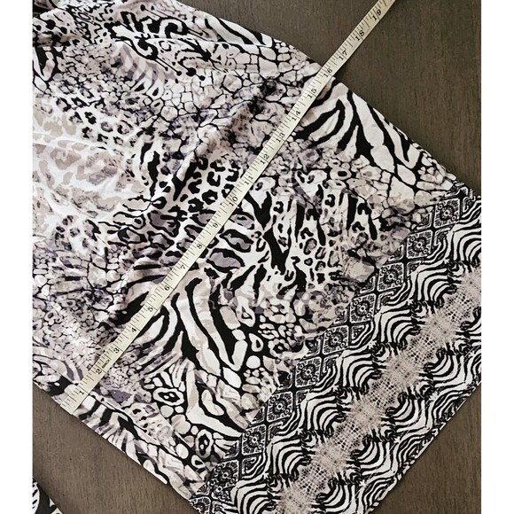 One World Live And Let Live Pants 3XL Black White Animal Print Wide Leg Pull On - Picture 7 of 8